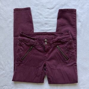 American Eagle Womens Skinny Crop Stretch Jeans Maroon Red Size 2 Regular